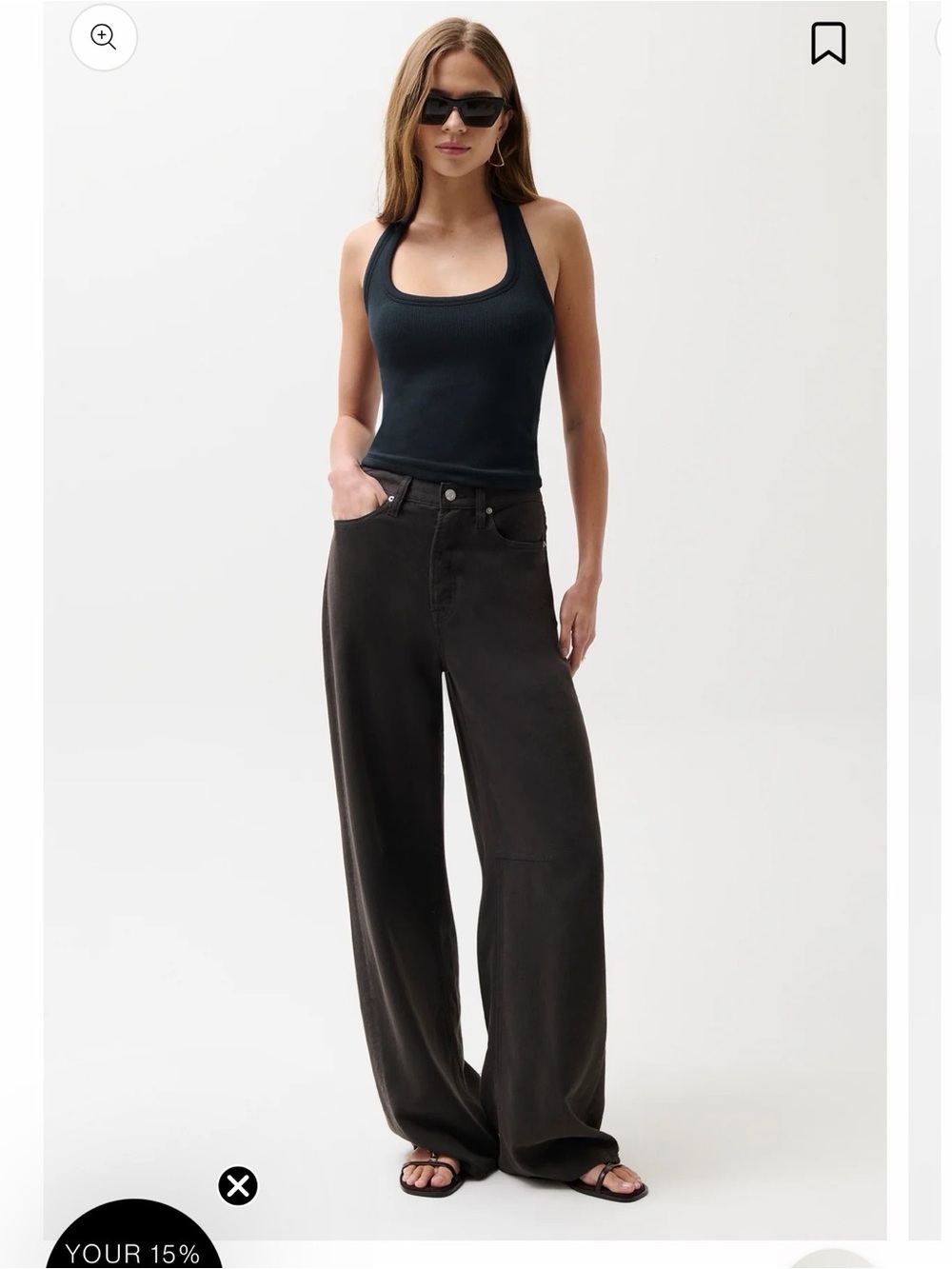 pistola Wide-Leg High-Rise Jeans in Charcoal Black